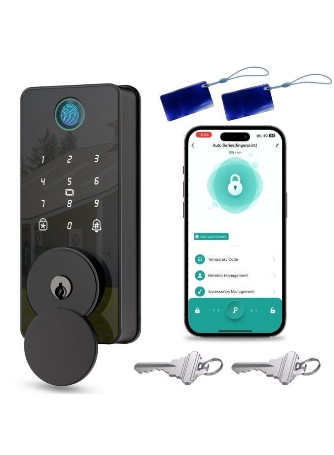 Fingerprint Door Lock, Smart Electronic Door knob With TUYA Bluetooth, Biometric Door Lock ，App Control, Keyless Entry Door Lock For Bedroom, Apartment, Office - Image 2